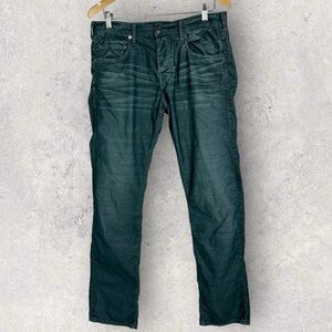 True Religion Blue Green Corduroy Bobby Pants Straight Leg Mens Size 31‎ Cords